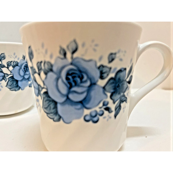 VINTAGE Corelle Cups BLUE VELVET ROSE Floral Swirl 5-Piece Set - Picture 4 of 4